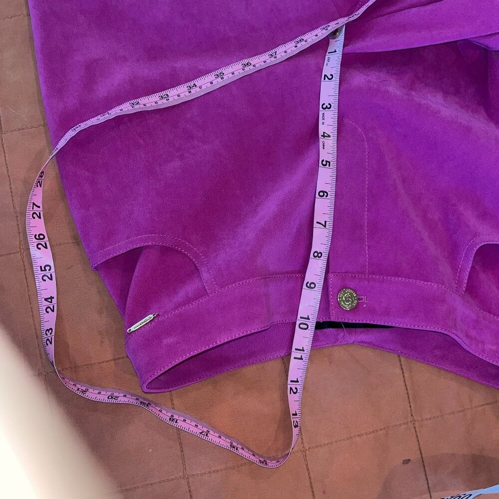 St. Johnn Marie Fuchsia Raspberry Lamb Suede SILK Pants Size 8 - Picture 10 of 12